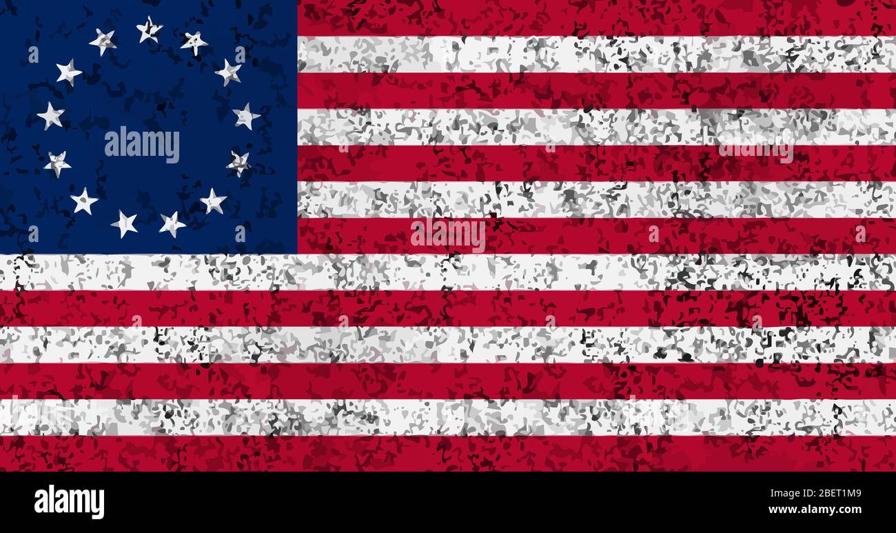 A distressed version of the 13 star Betsy Ross American flag. Stock Photo