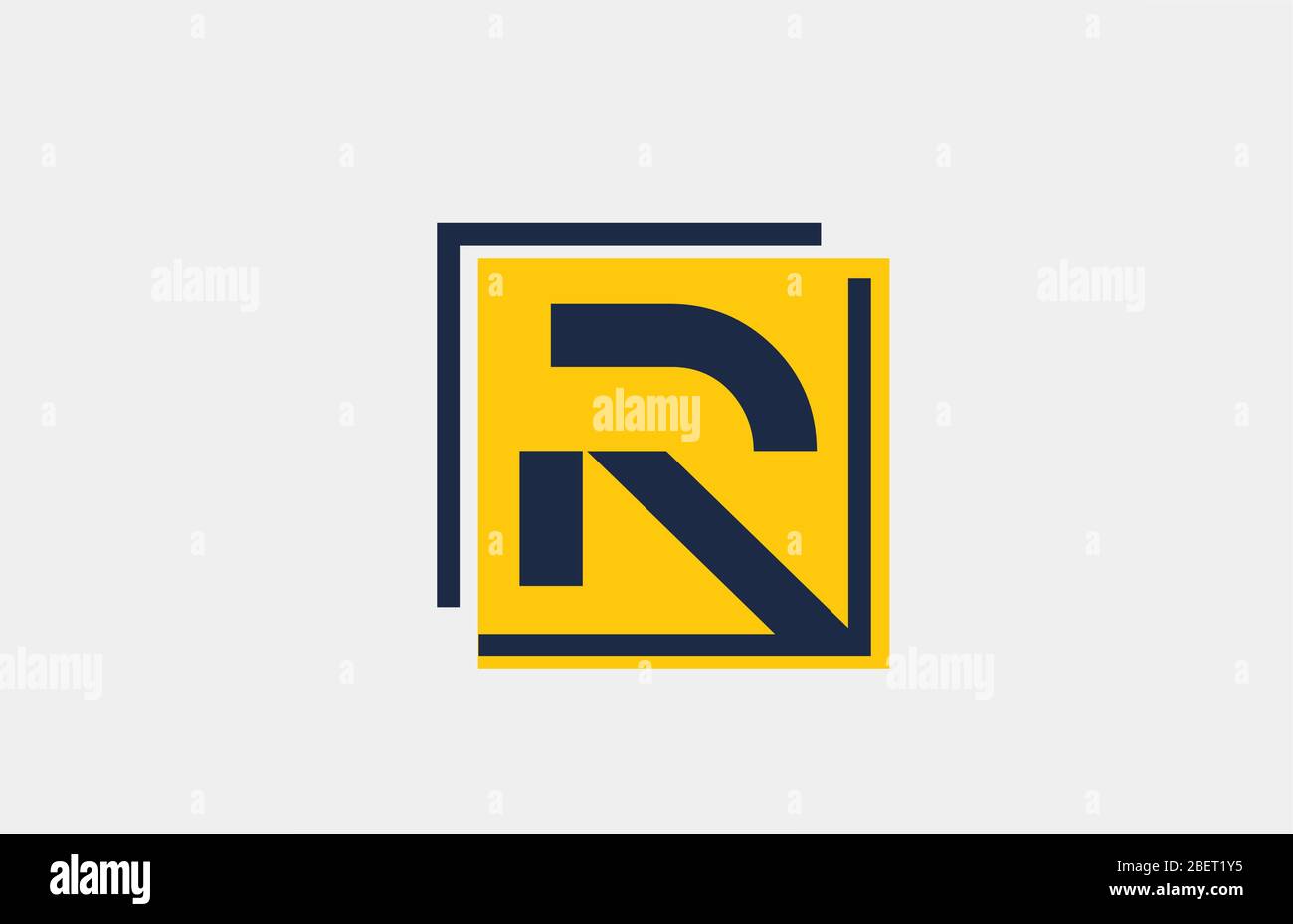 R yellow blue square alphabet letter logo icon design for company and ...