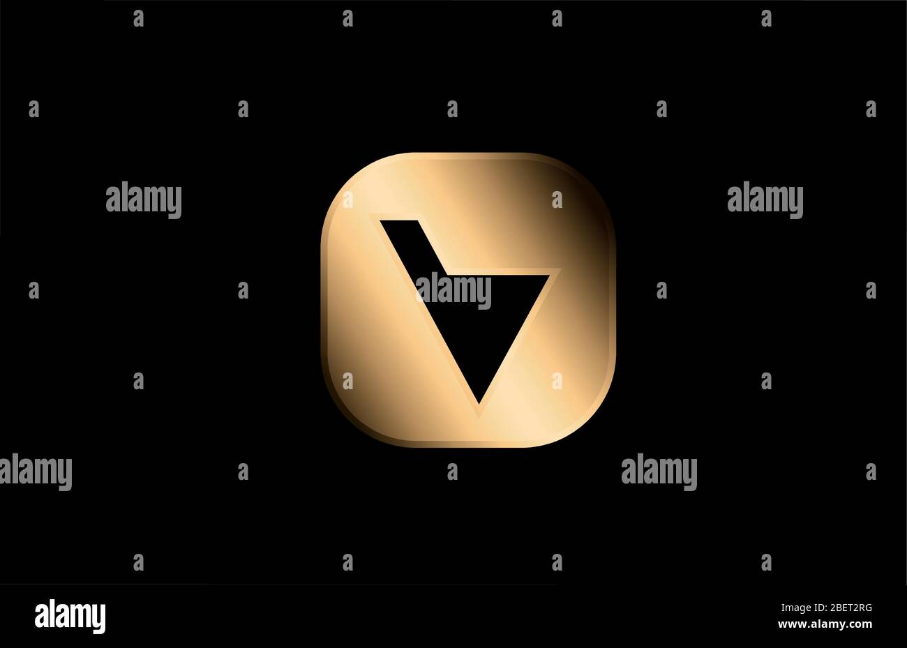 gold metal V alphabet letter logo icon design for business and company ...