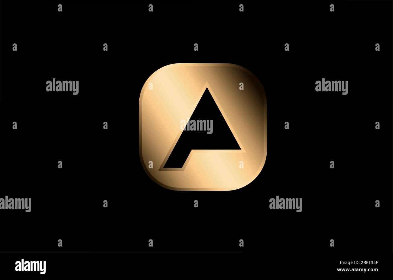 gold metal A alphabet letter logo icon design for business and company ...