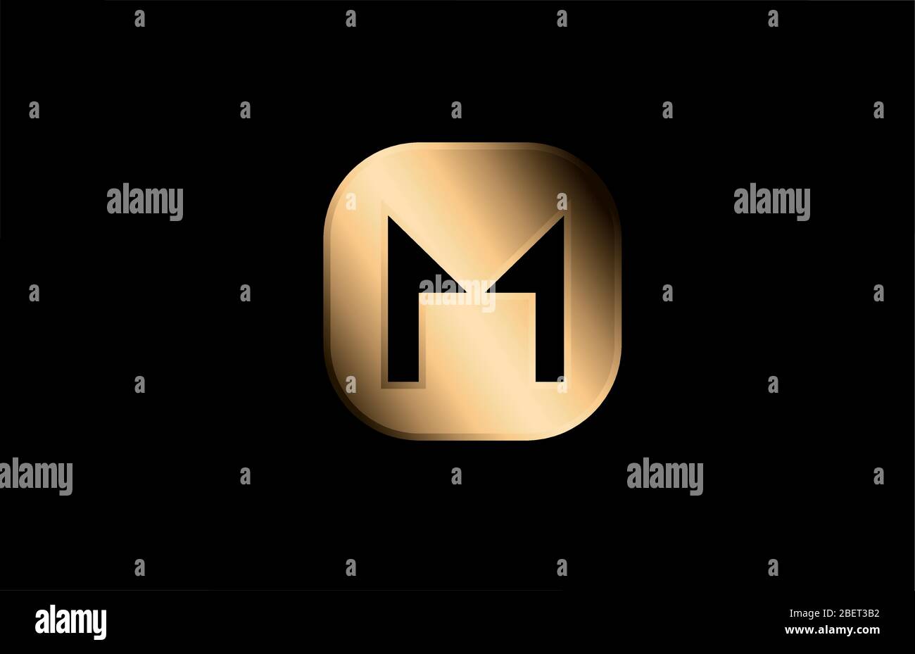 gold metal M alphabet letter logo icon design for business and company ...