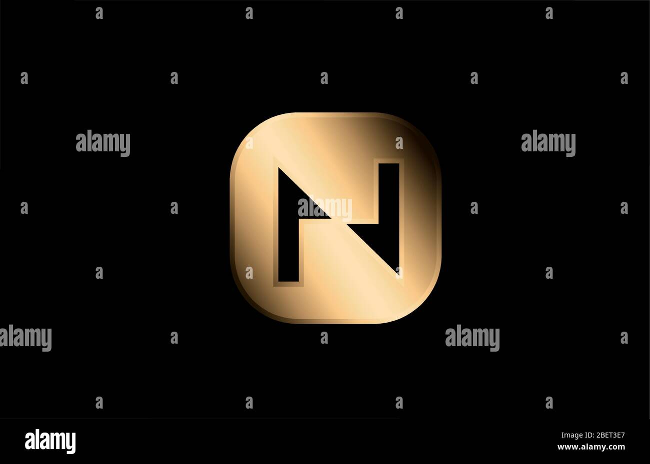 gold metal N alphabet letter logo icon design for business and company ...