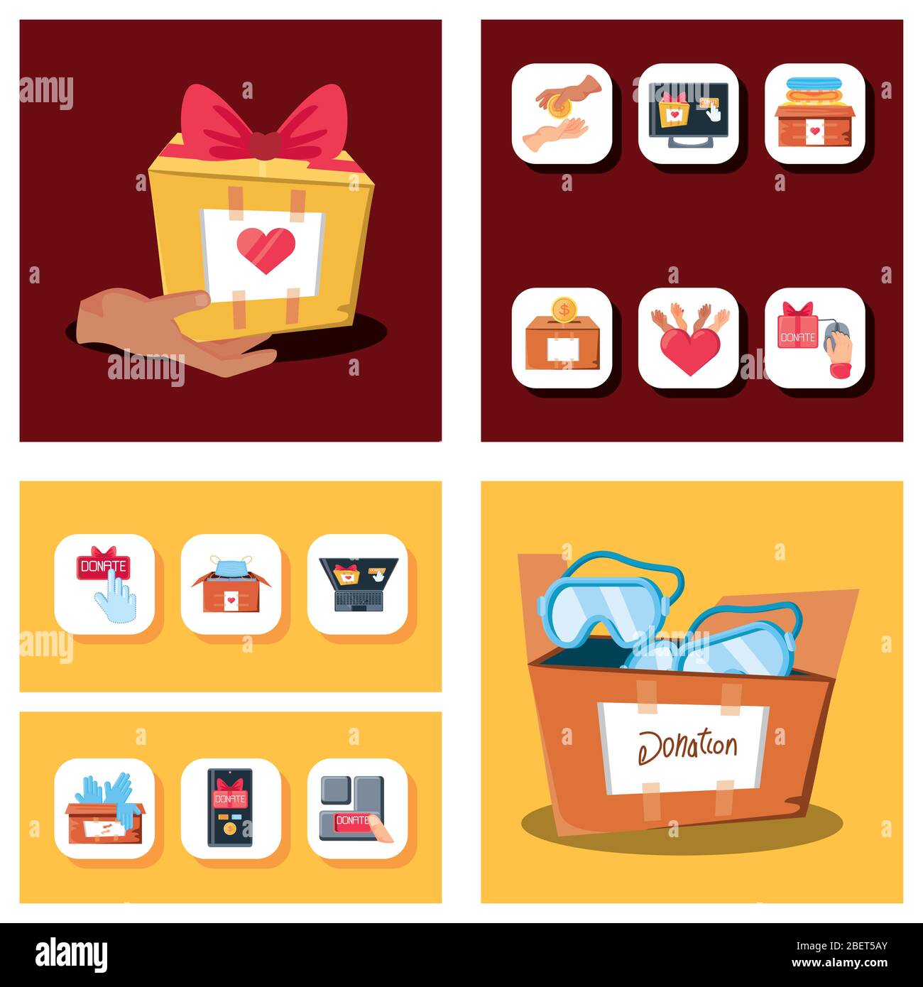 set of icons donation and charity vector illustration design Stock ...