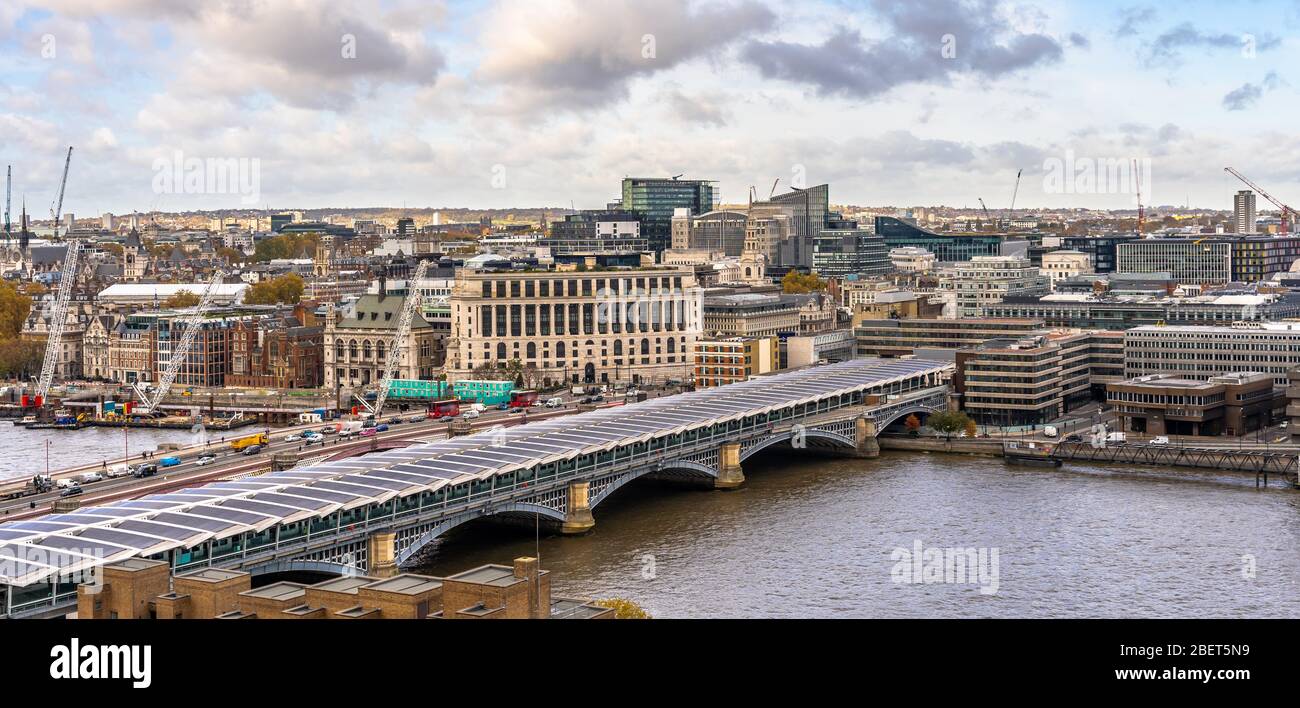 aerial  view of London city skyline and modern buildings,UK Stock Photo