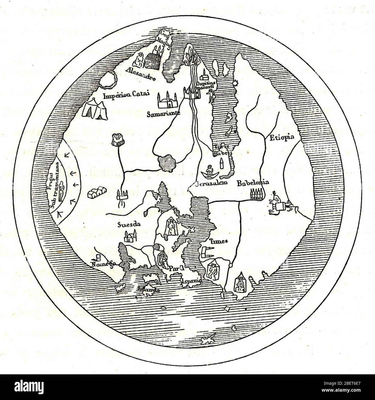 ANDREA BIANCO WORLD MAP A clear bw version of the coloured map created by the 15th century Venetian sailor and cartographer. Stock Photo