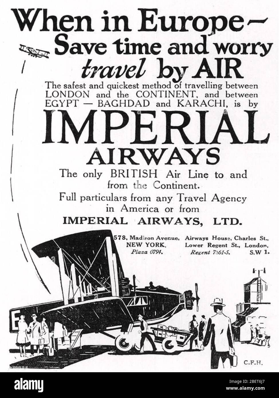 IMPERIAL AIRWAYS advert in an American magazine, about 1934 Stock Photo