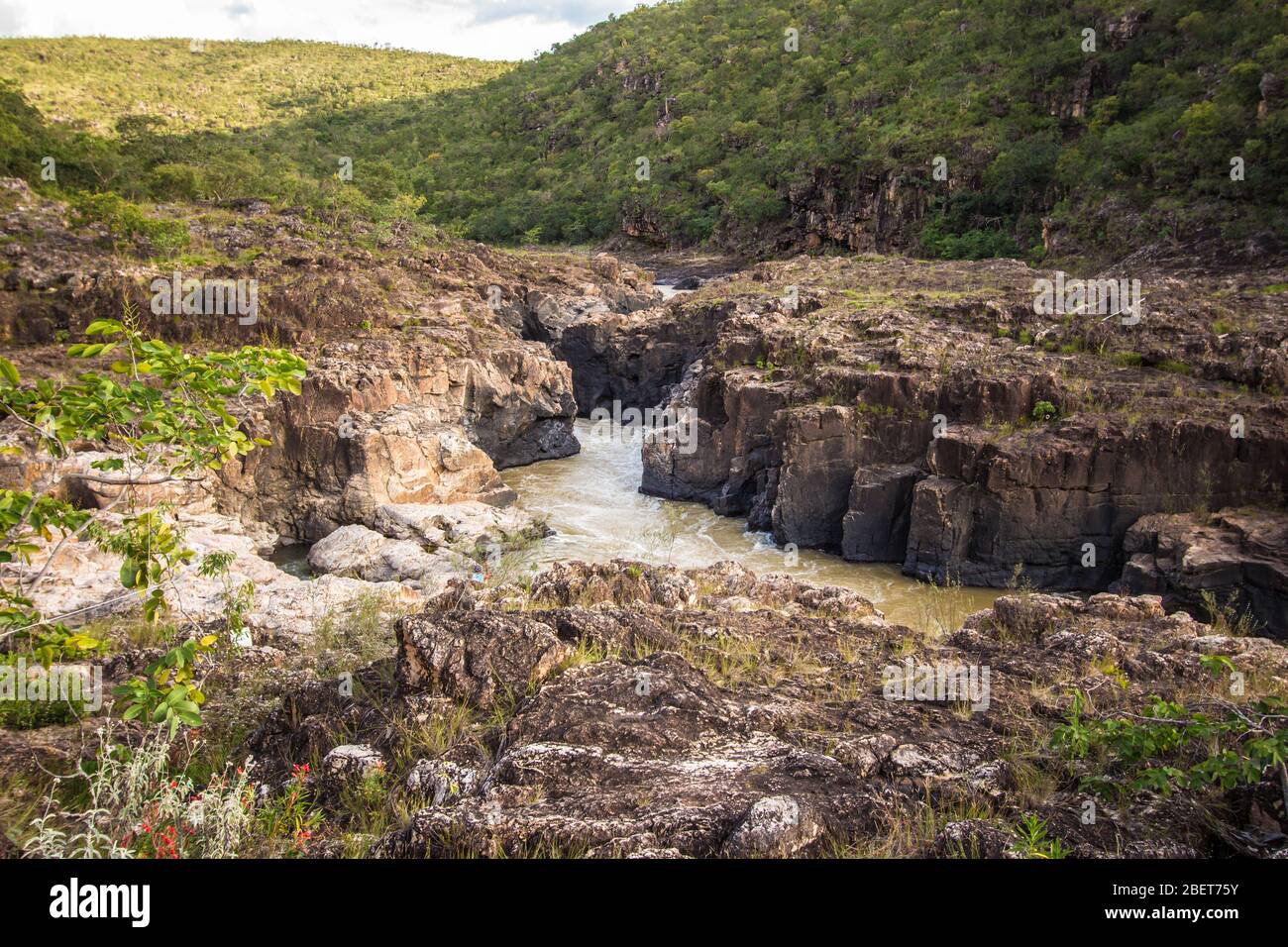 Encontro das Aguas in Chapada dos Veadeiros, Goias, Brazil. Sao Miguel and Tocantinzinho River Stock Photo