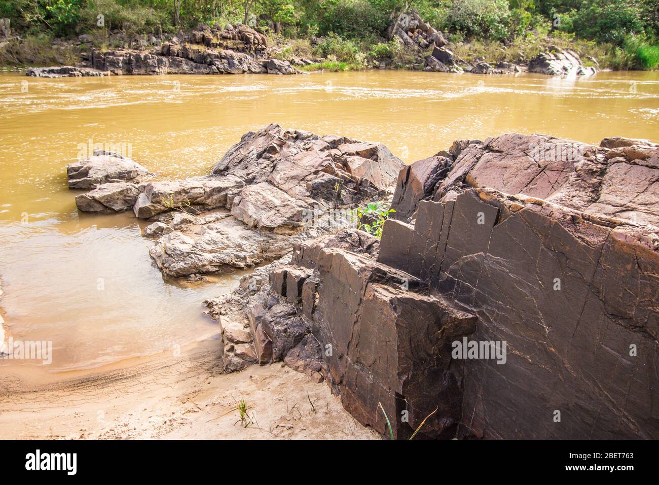 Encontro das Aguas in Chapada dos Veadeiros, Goias, Brazil. Sao Miguel and Tocantinzinho River Stock Photo