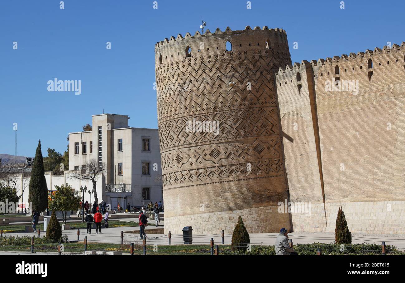 Leaning tower of the Arg of Karim Khan or Karim Khan Citadel in Shiraz, Fars Province, Iran, Persia, Middle East Stock Photo