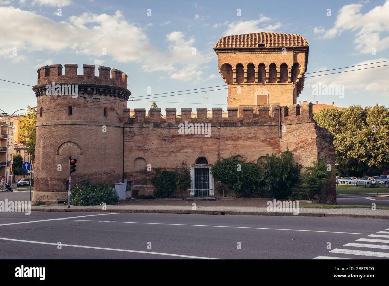 Porta Saragozza, one of the twelve gates of the ancient walls of Bologna, capital and largest city of the Emilia Romagna region in Northern Italy Stock Photo