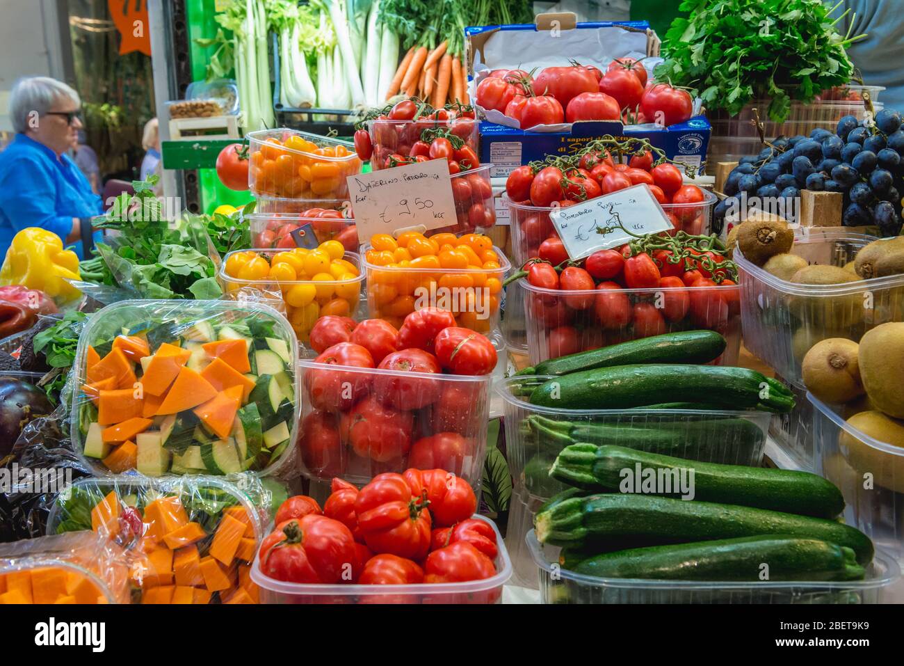 Vegetables on Mercato Delle Erbe food market in Bologna, capital and