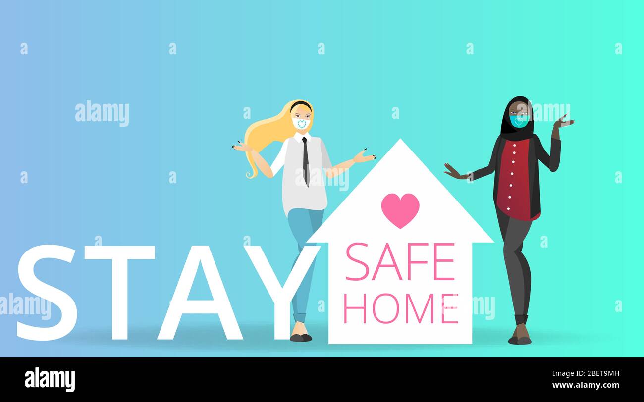 Vector Coronavirus Prevention Campaign Of Stay At Home And We Are Stronger Together Slogan Woman Female With Laptop And Home Icon Global Viral Epide Stock Vector Image Art Alamy