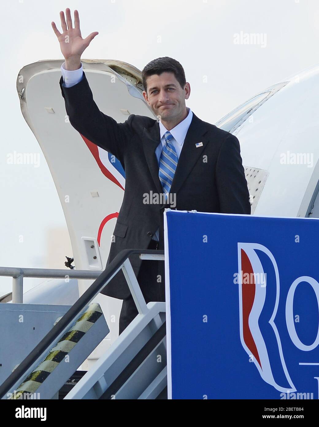 WEST PALM BEACH - OCTOBER 19: Vice Presidential candidate Paul Ryan Arrives At Palm Beach International Airport on October 19, 2012 in West Palm Beach Stock Photo