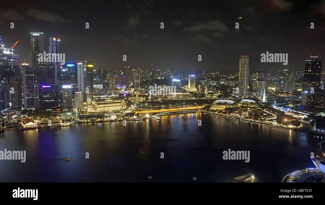 colorful skyline of singapore city at night time Stock Photo - Alamy