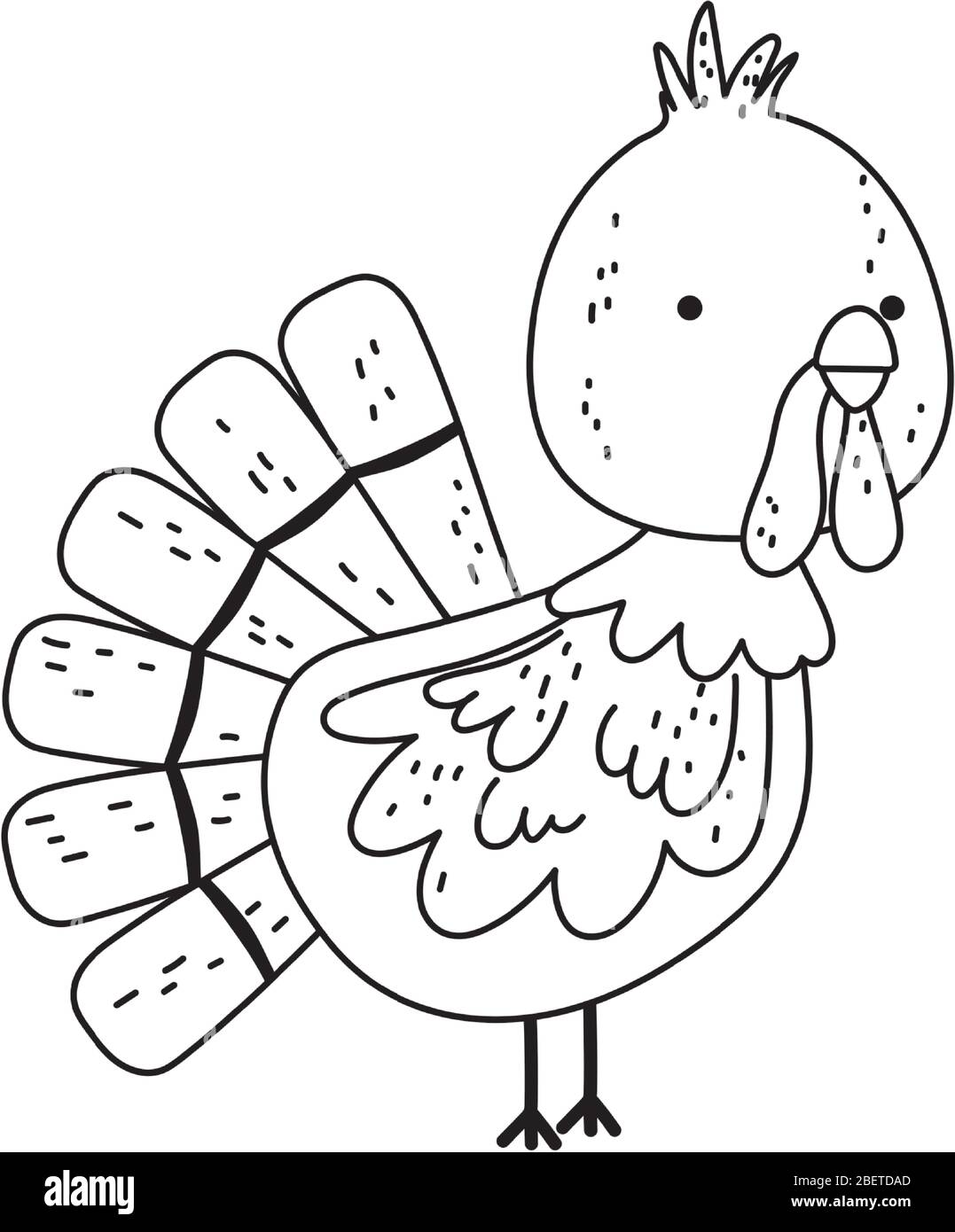 turkey cartoon farm animal isolated icon on white background vector illustration line style Stock Vector