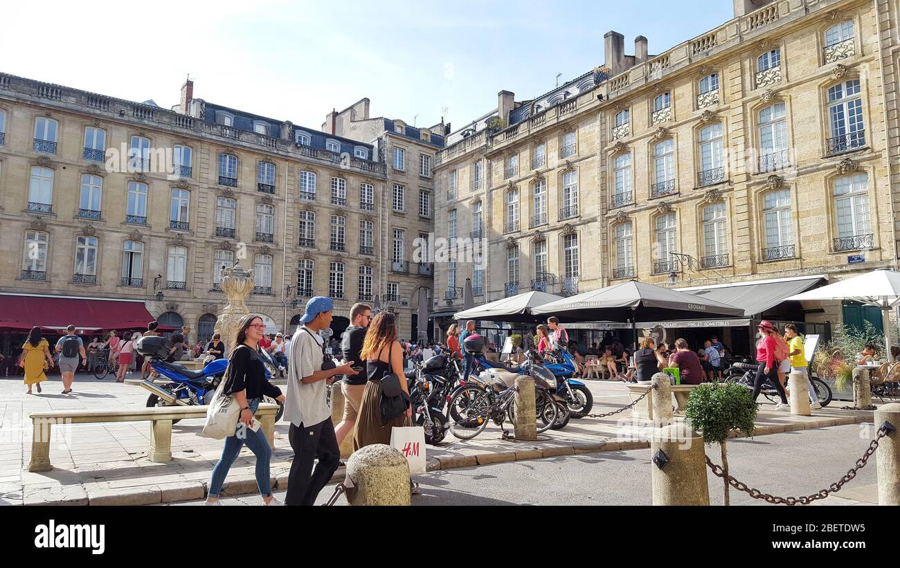 Bordeaux , Aquitaine / France - 11 19 2019 : Parliament Square beautiful Bordeaux city center Stock Photo