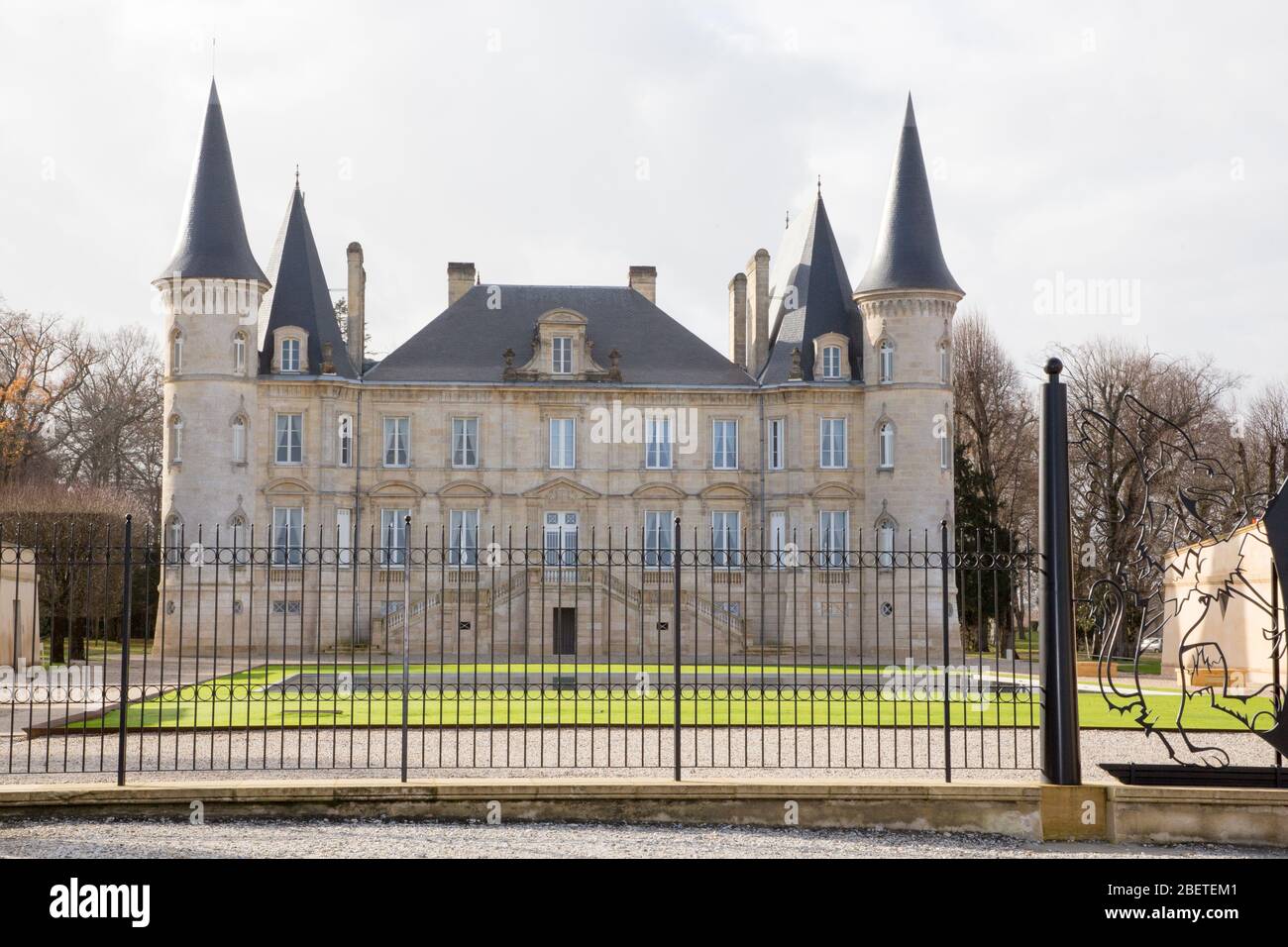 Pauillac, Bordeaux France - December 12 2018 -  historic Chateau Pichon Longueville Baron situated in wine route of Pauillac in Bordeaux region of Fra Stock Photo