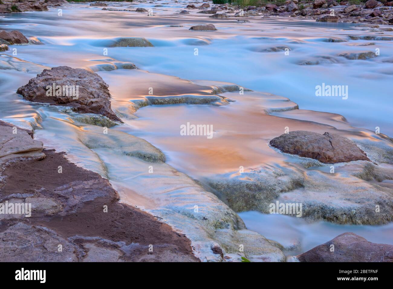 Evening reflections along the Little Colorado River, Grand Canyon National Park, Arizona, USA Stock Photo