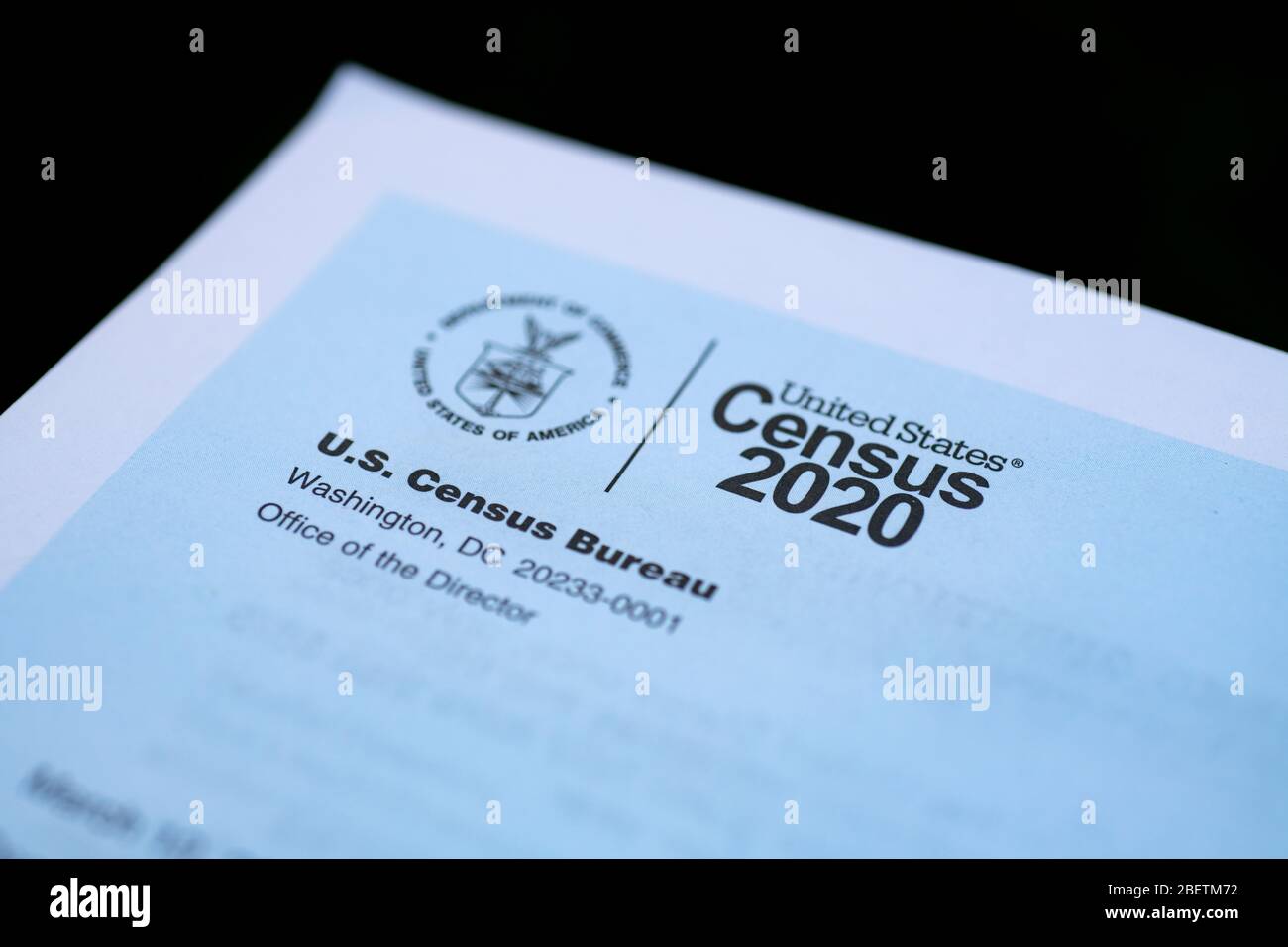 USA Census 2020 mailing asking people to go online to fill out survery Stock Photo