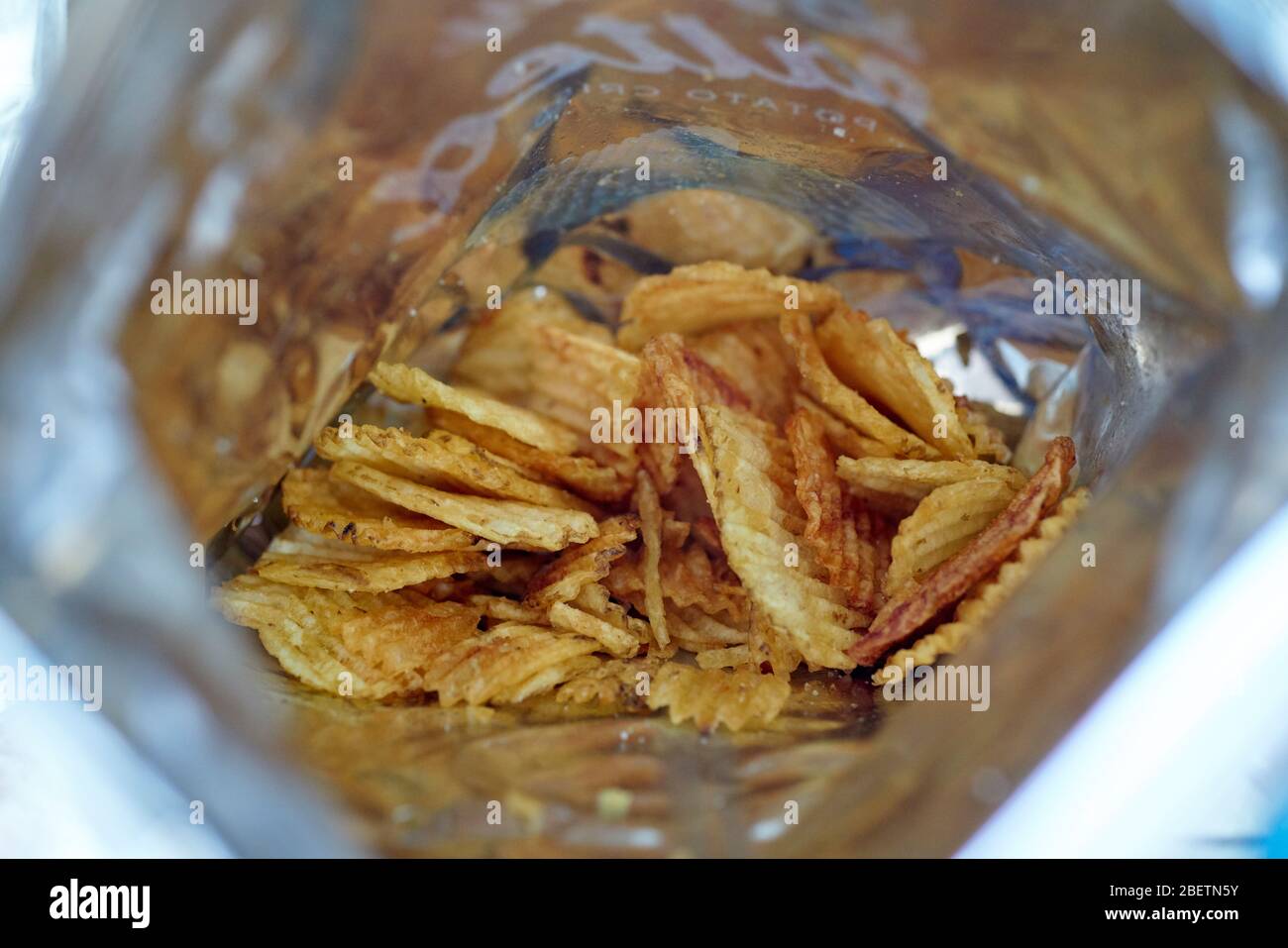 Inside of crisp bag Stock Photo Alamy