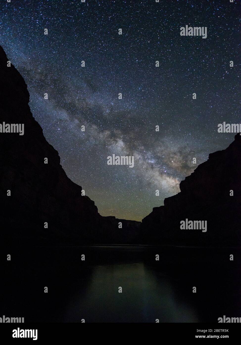 Night sky over the Grand Canyon at Nankoweap, Grand Canyon National Park, Arizona, USA Stock Photo