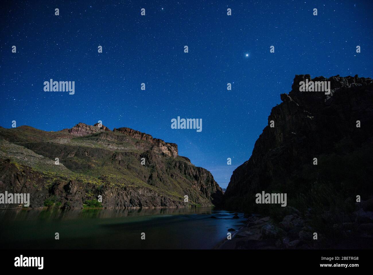 Night sky over the Grand Canyon at Ross Wheeler Camp (mile 108), Grand Canyon National Park, Arizona, USA Stock Photo