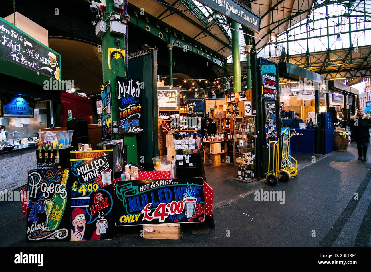 A mulled wine stall in Borough Market, London Stock Photo