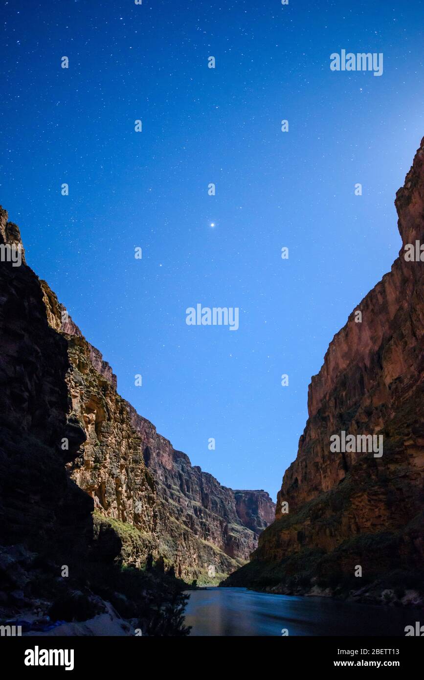 Night sky over the Grand Canyon at Olo Dune (mile 146), Grand Canyon National Park, Arizona, USA Stock Photo