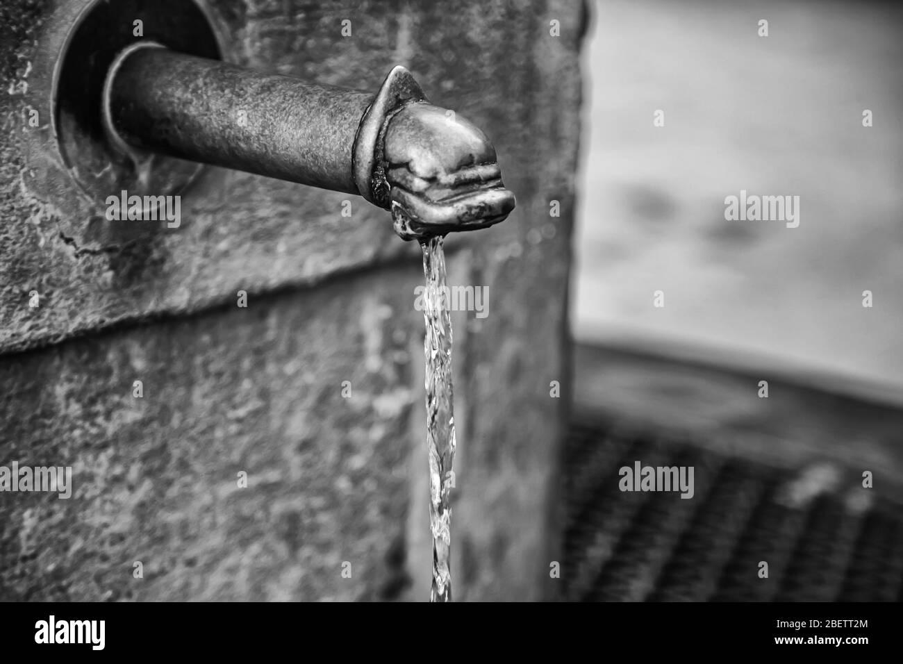 Spout with water, cool down and drink Stock Photo