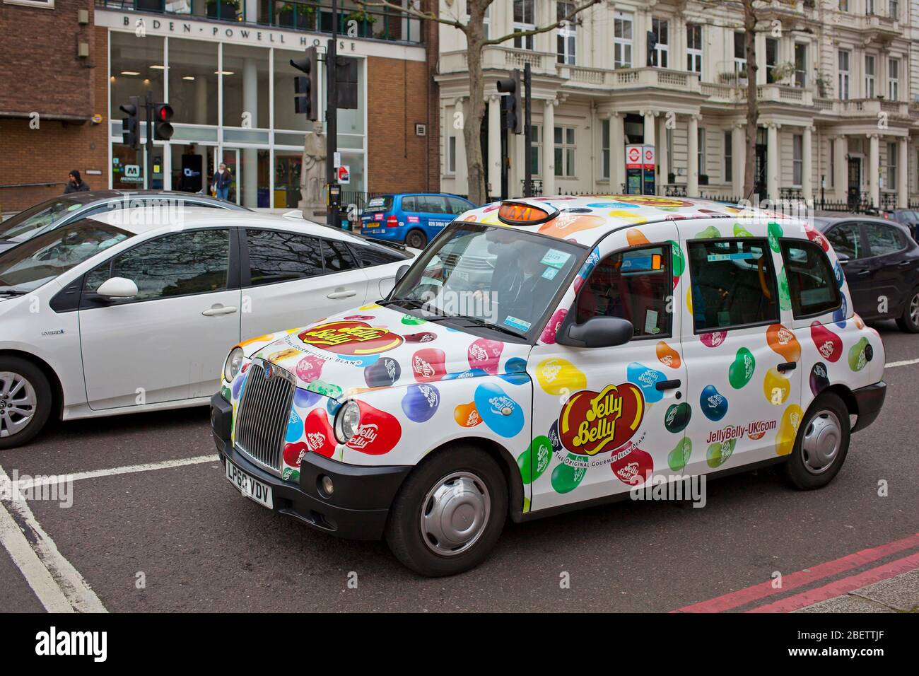 Jelly Belly jelly beans livery on a London taxi Stock Photo