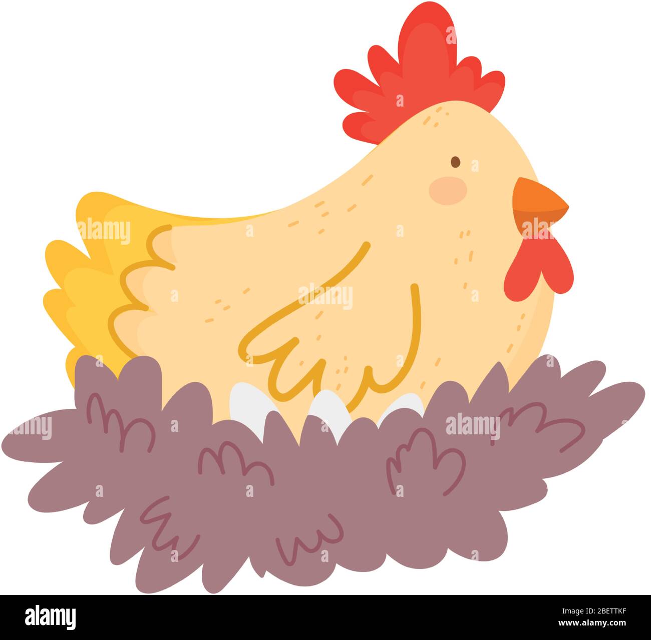 hen in nest farm animal isolated icon on white background vector ...
