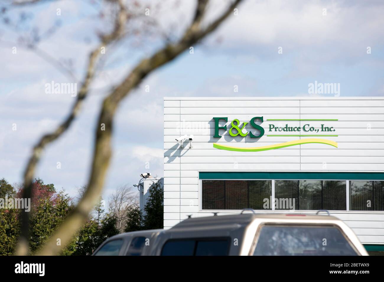 A logo sign outside of a facility occupied by F&S Produce in Vineland, New Jersey on April 11