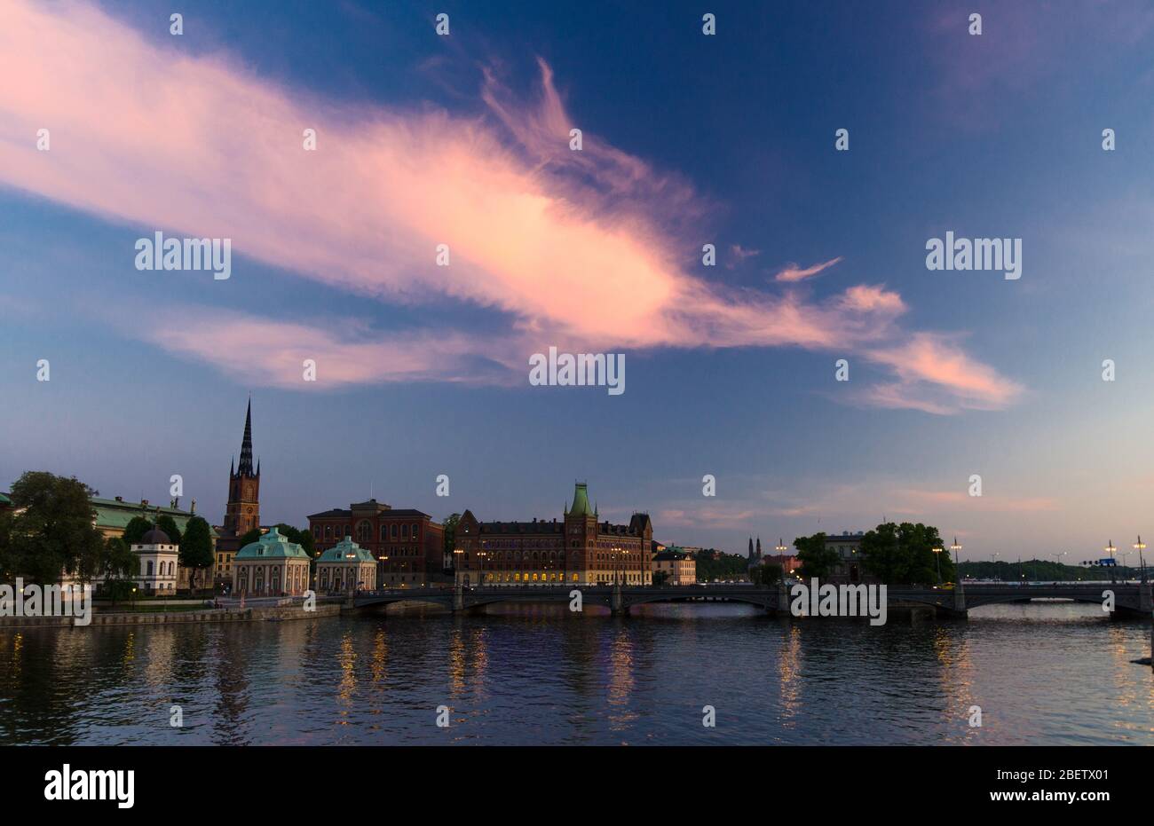 Scenic panoramic view of historical centre Riddarholmen with Riddarholm ...
