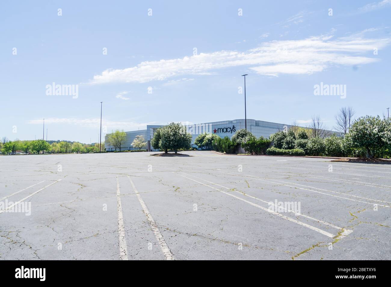 Kennesaw, GA / USA 04/03/20 Macy's department store empty parking