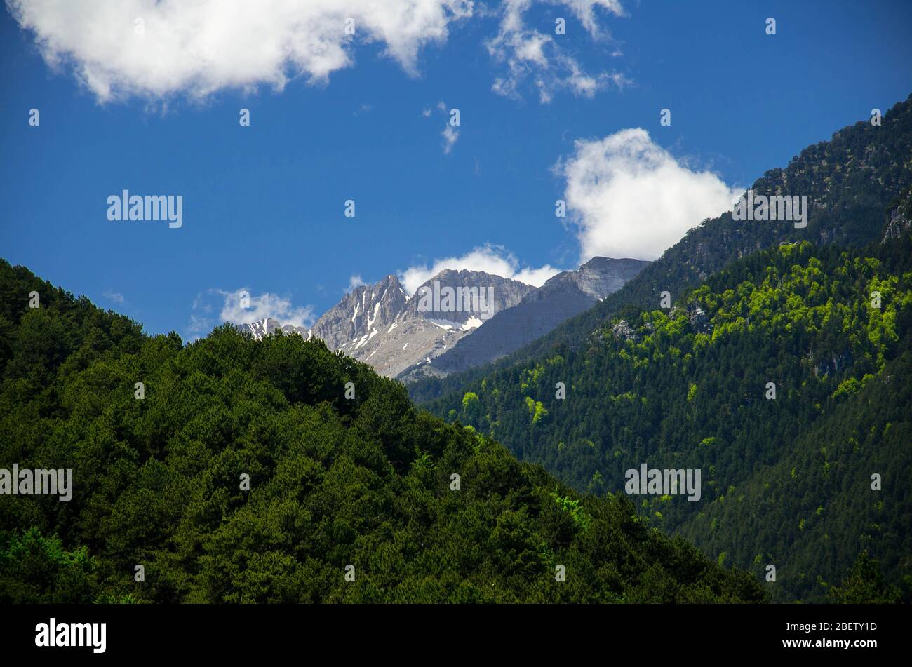 View of mountains Olympus, Pieria, Macedonia, Greece Stock Photo