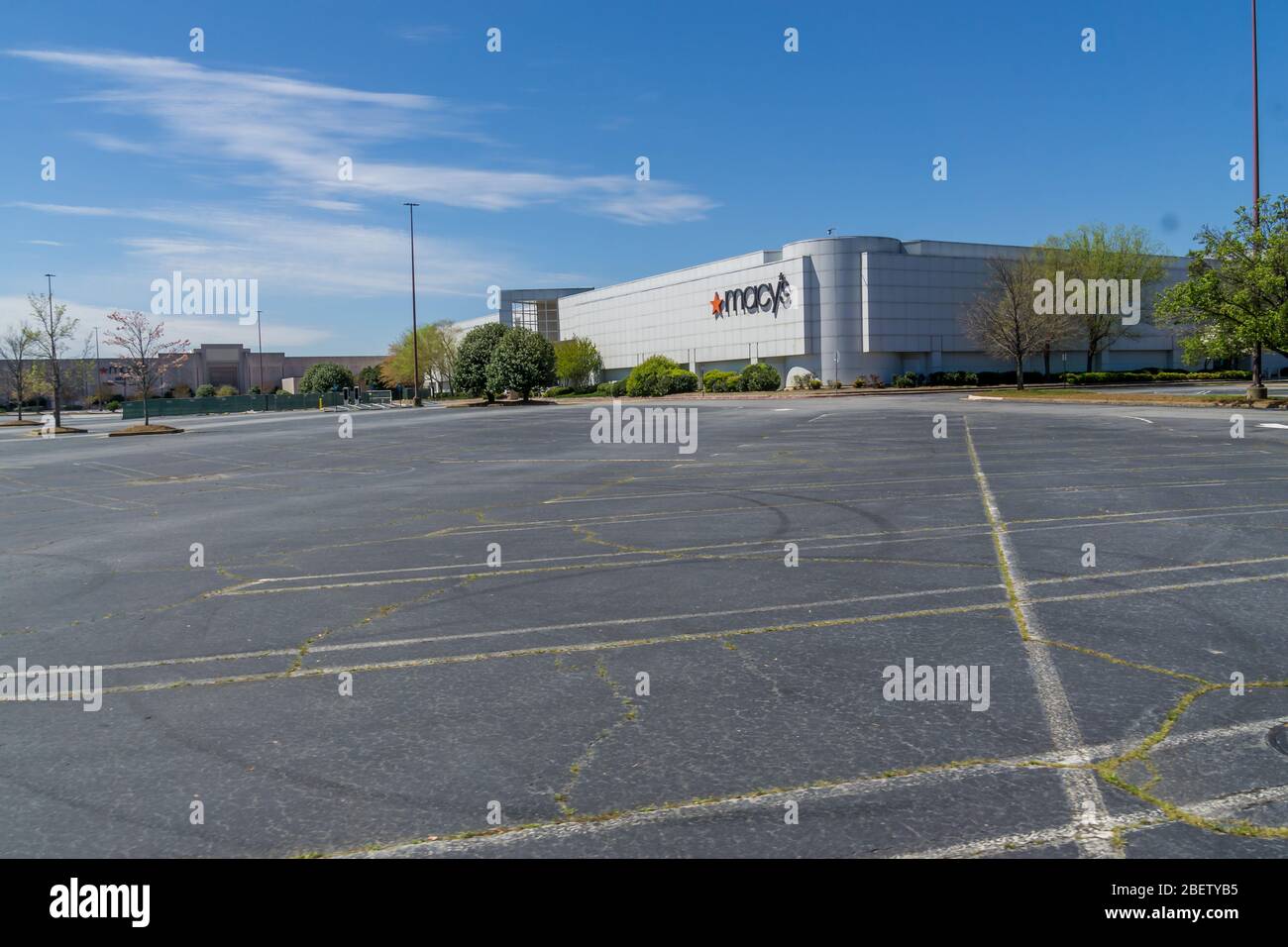 Kennesaw, GA / USA 04/03/20 Macy's department store empty parking