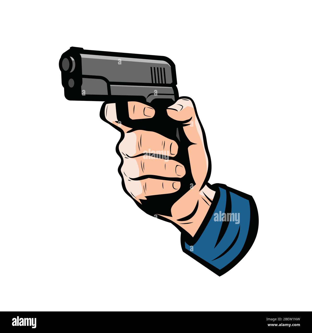 Gun in hand. Firearm, weapon vector illustration Stock Vector