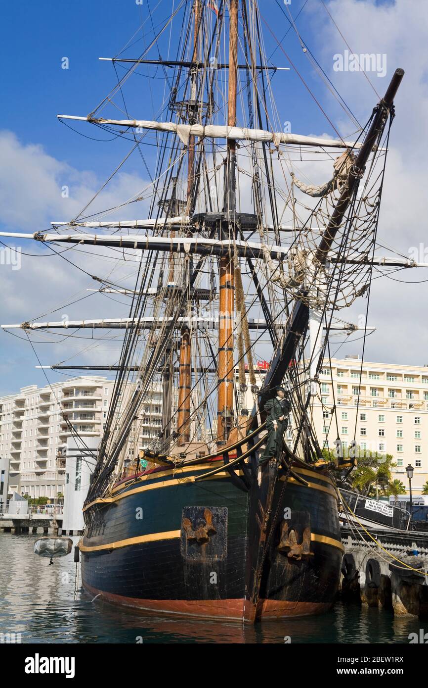 H.M.S Bounty in the Old City of San Juan, Puerto Rico Island, United States of America Stock Photo
