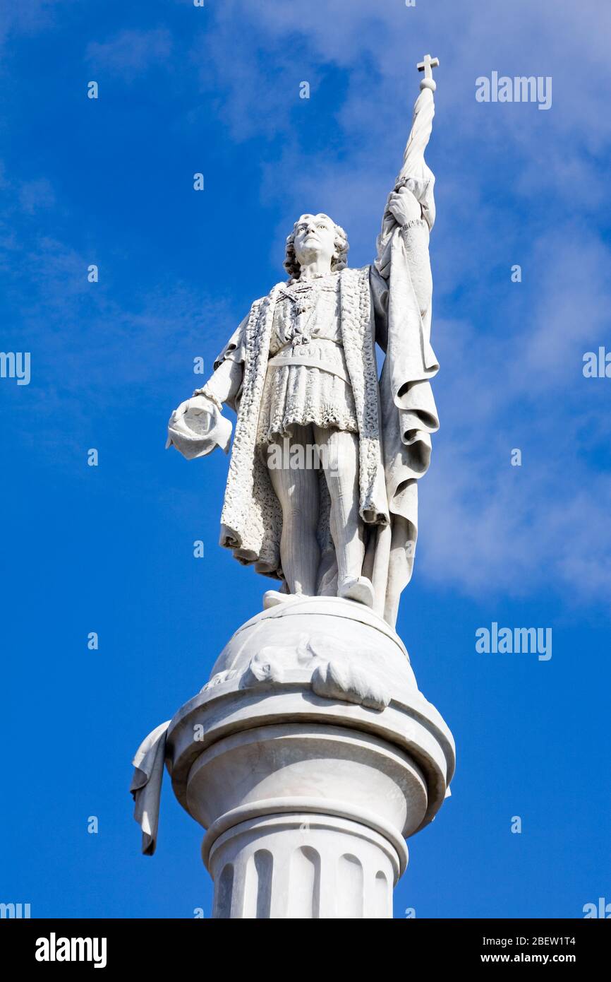 Christopher Columbus Monument in Plaza Colon, Old City of San Juan, Puerto Rico Island, United States of America Stock Photo
