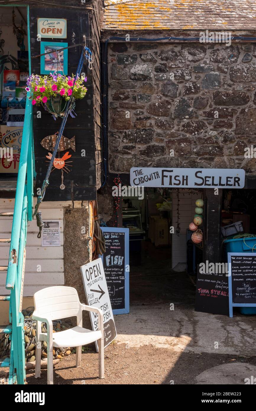 The Fish Seller shop in Cadgwith Cove, unspoilt viallge on the Lizard peninsula in Cornwall Stock Photo