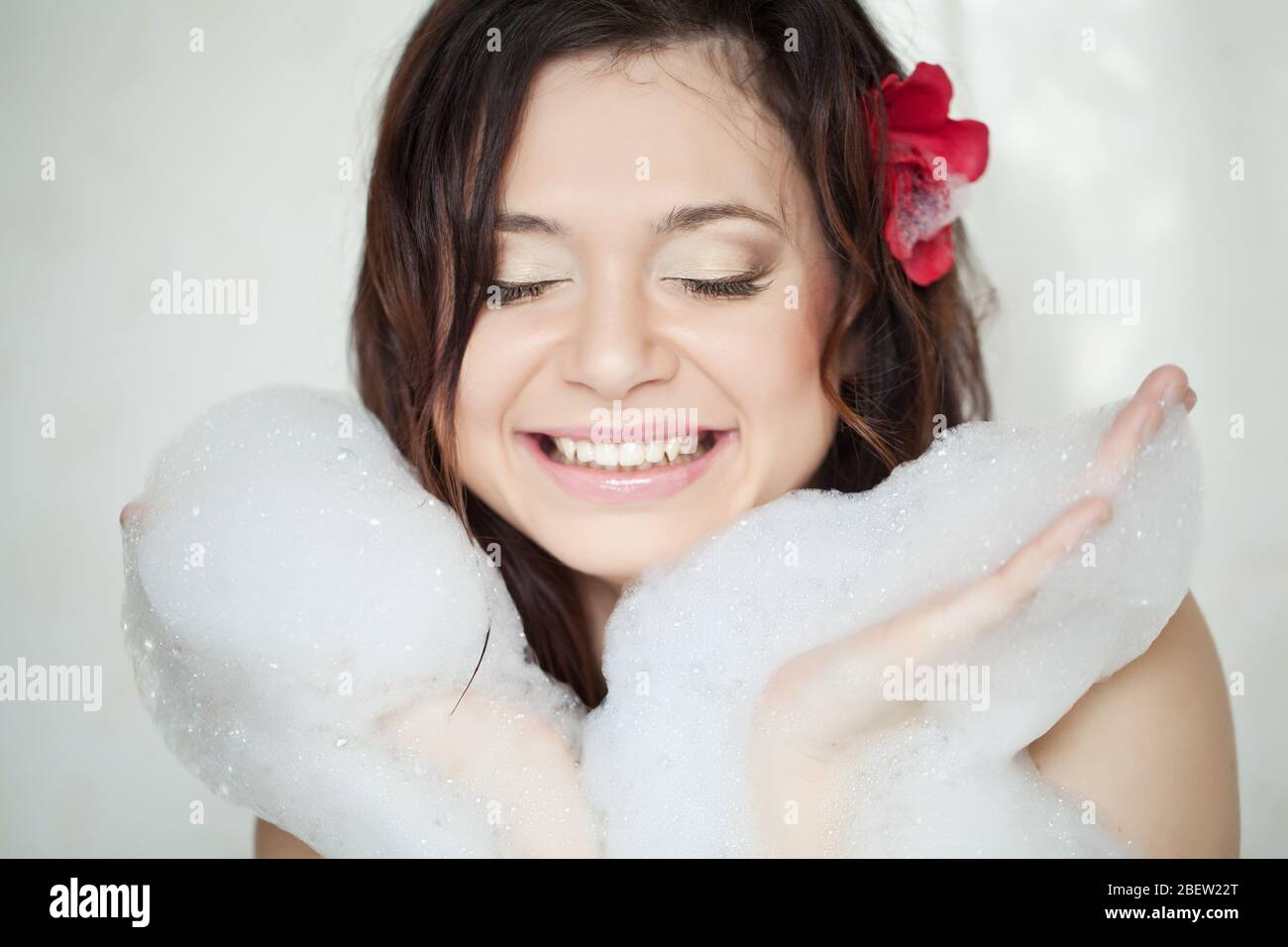 A woman is taking a bath Stock Photo Alamy