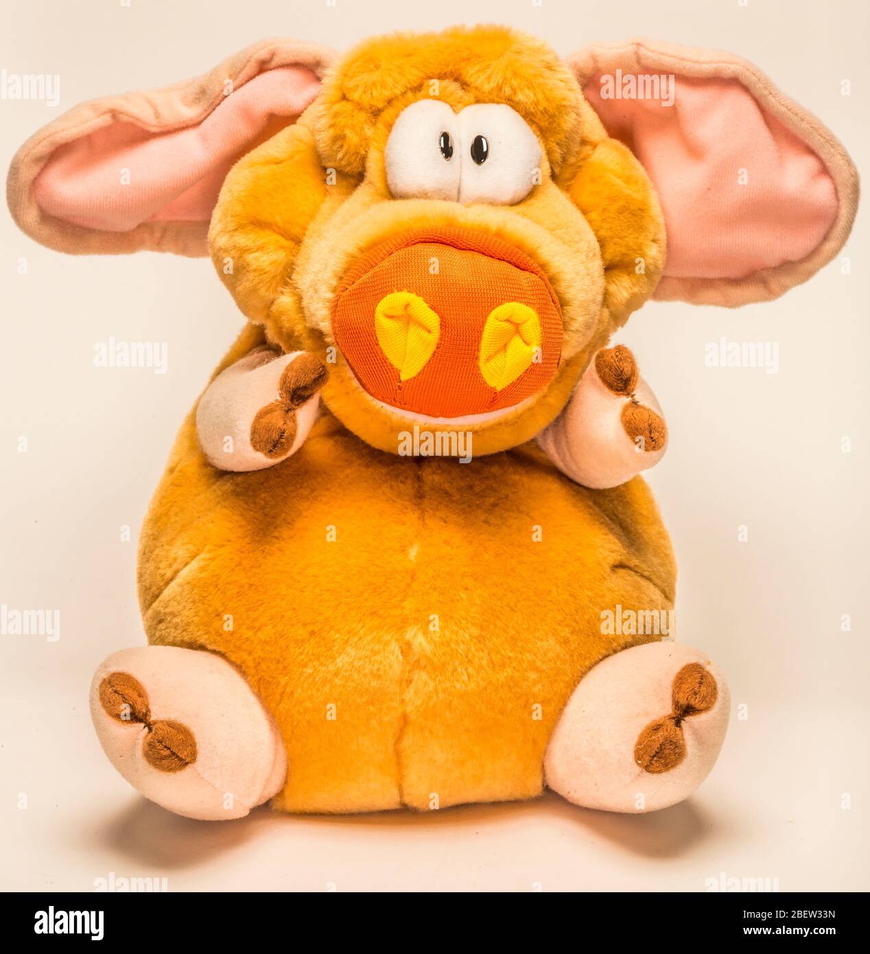 toy stuffed pig in sitting position Stock Photo