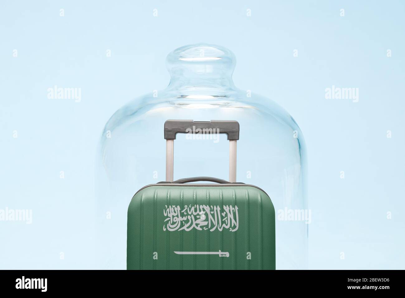 Suitcase with Saudi Arabia flag design in quarantine minimal creative
