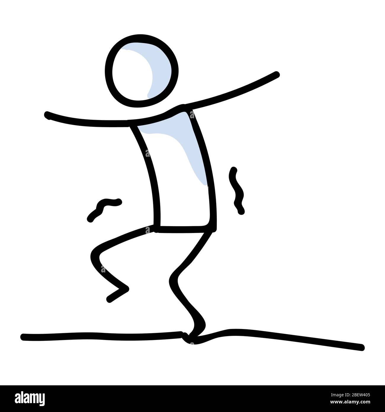 Cute Stick Figure Walking On Tightrope Lineart Icon Acrobat Performer For Risk Pictogram Communication Of Brave Danger Illustration Balance Vector Stock Vector Image Art Alamy