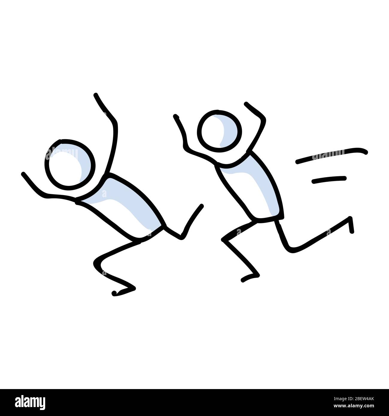 Cute stick figures running for exercise lineart icon. Training run for  fitness pictogram. Communication of running away illustration. Fear vector  Stock Vector Image & Art - Alamy
