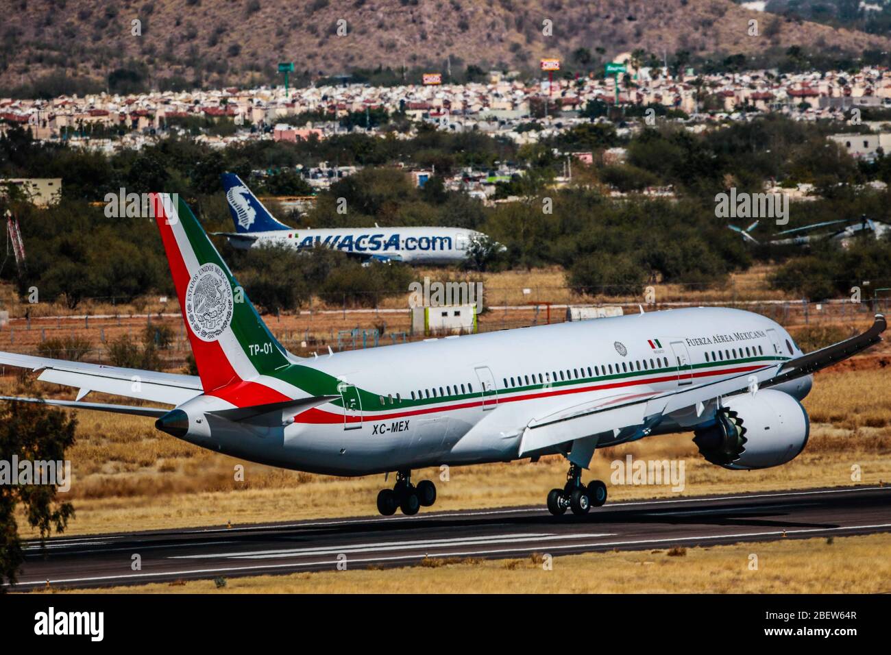 First flight of the new presidential plane called Jose Maria Morelos
