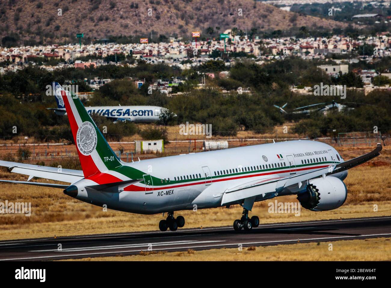 First flight of the new presidential plane called Jose Maria Morelos