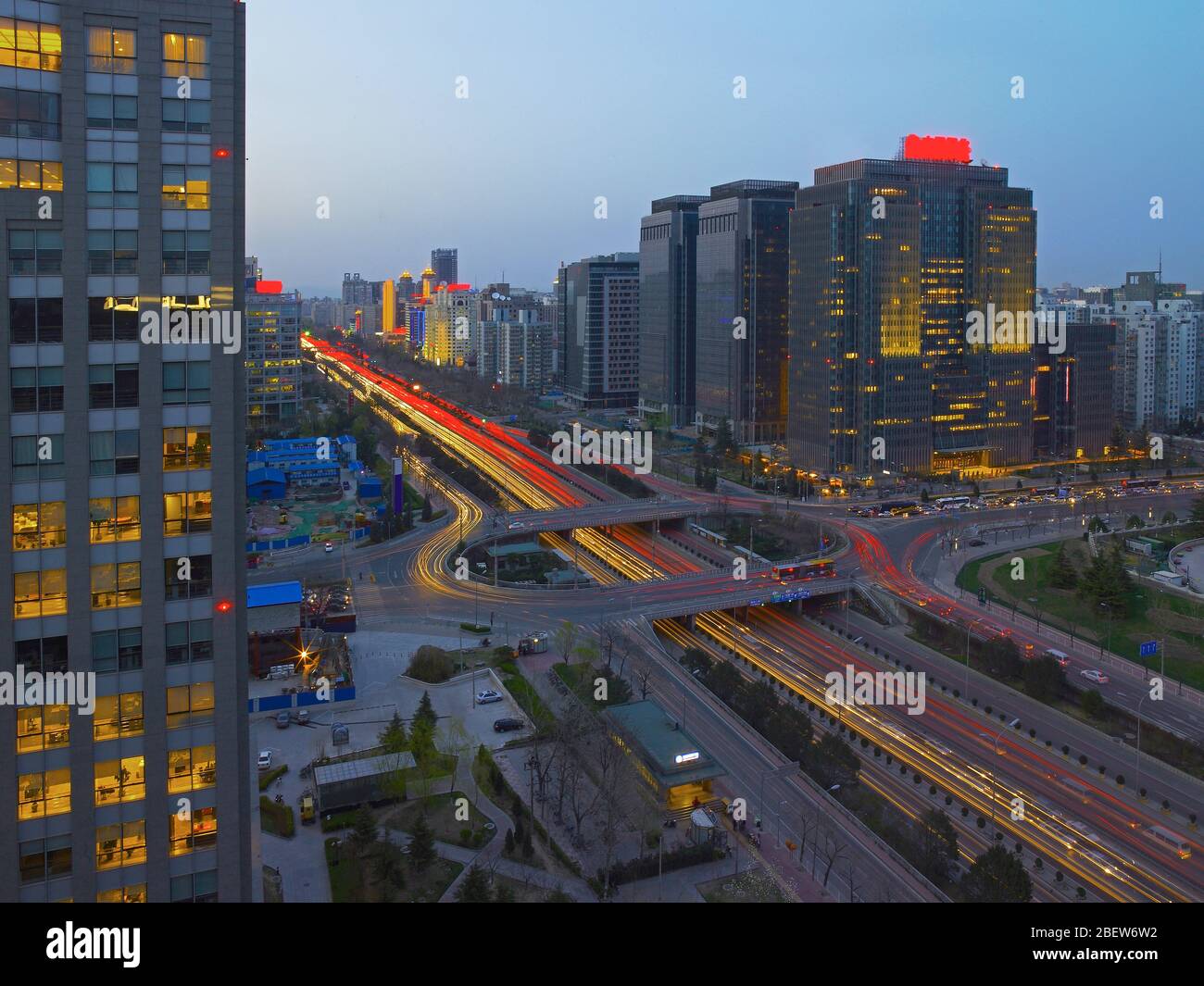 elevated view of the second ring road in Beijing Stock Photo