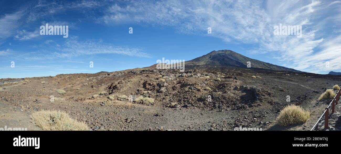 View from viewpoint Mirador de Chio towards Pico Viejo and craters Narices del Teide (Teide Noses), formed during the last eruption that occurred on 1 Stock Photo