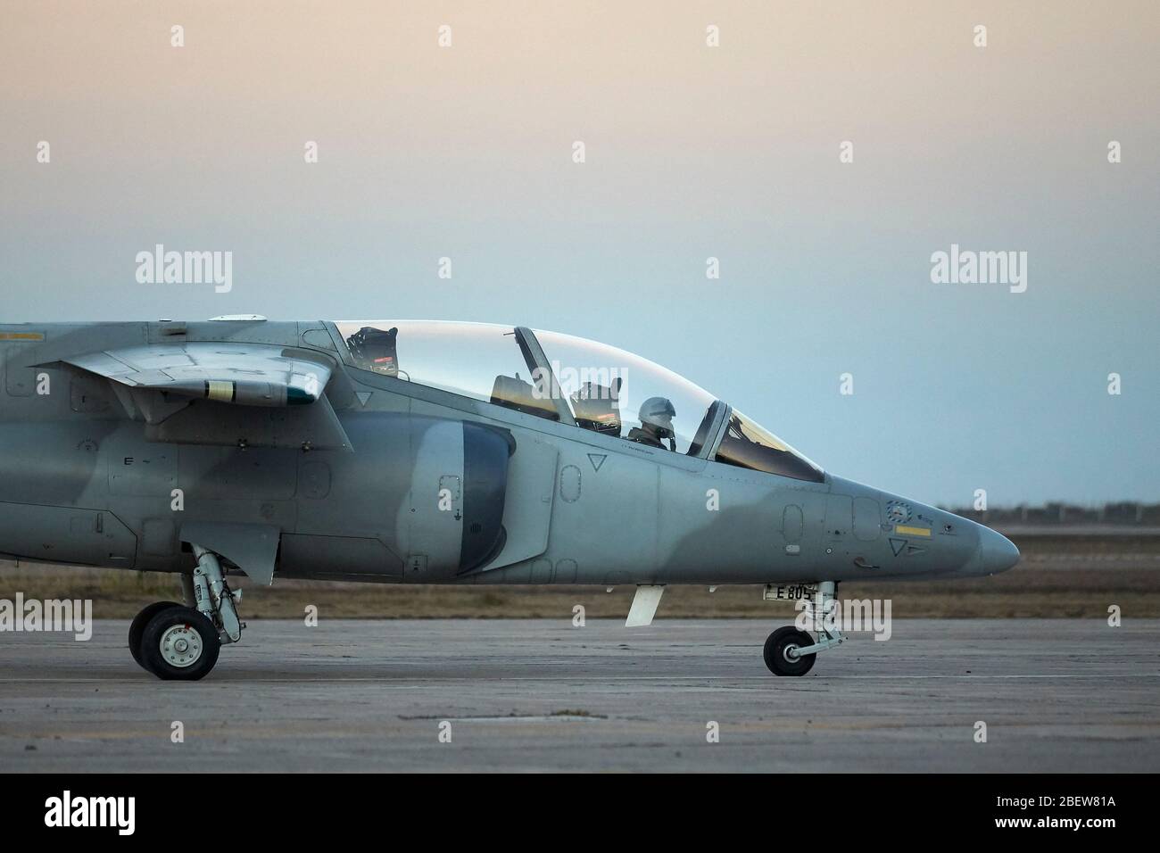 MENDOZA, ARGENTINA, June 10, 2015. IA-63 Pampa, is a training aircraft with combat capabilities, designed and built in Argentina, IV Brigada Aerea, La Stock Photo